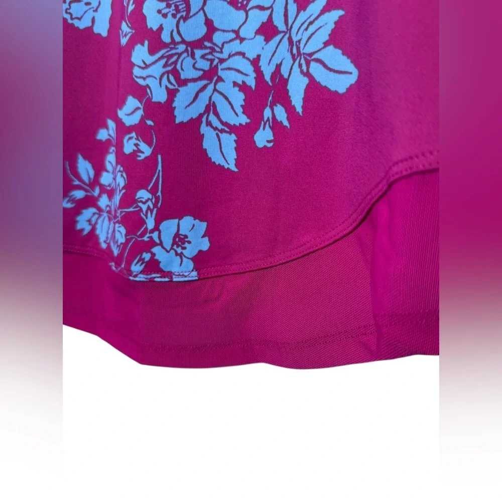 NEW Title Nine Sunbuster Rashguard Dress Magenta Floral Cap Sleeve UPF 50 Sz‎ M - Picture 4 of 10